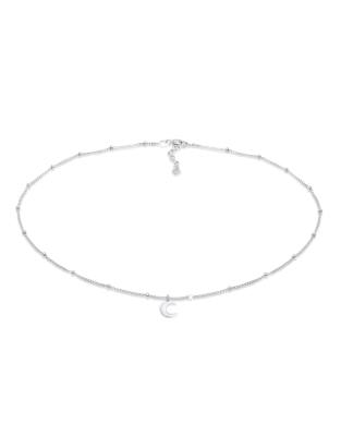 Elli - Collier en argent massif 925 avec pendentif croissant de lune et petites boules - Argenté