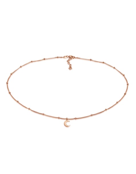 Elli - Collier en argent massif 925 avec pendentif croissant de lune - Or rose - view 1
