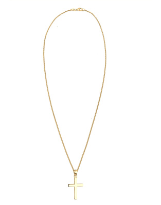 Elli - Collier en argent massif 925 avec pendentif croix - Doré