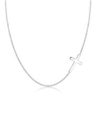 Elli - Collier en argent massif 925 plaqué or avec pendentif croix - Argenté