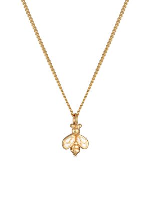 Elli - Collier en argent massif 925 plaqué or et émail avec pendentif abeille - Doré