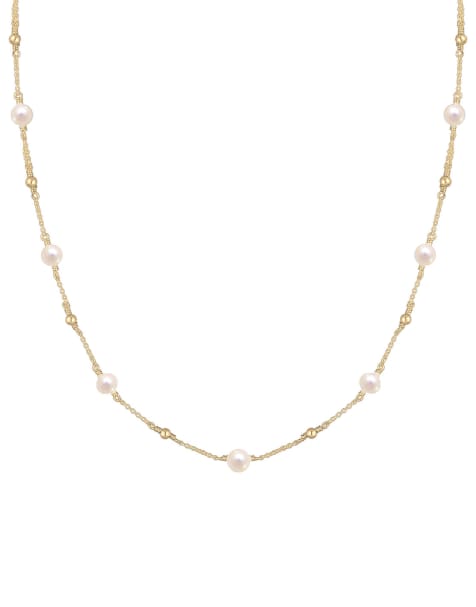 Elli - Collier en filigrane avec boules et perles de culture d'eau douce en argent massif 925 plaqué or - Doré - view 1