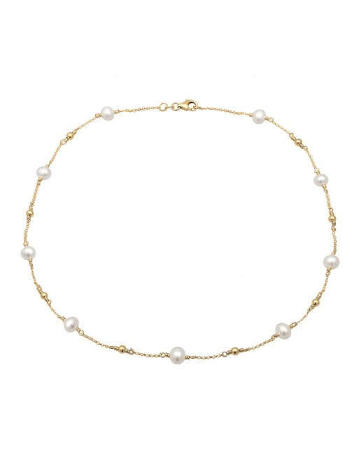Elli - Collier en filigrane avec boules et perles de culture d'eau douce en argent massif 925 plaqué or - Doré, 2 de 3