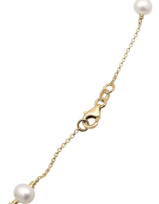 Elli - Collier en filigrane avec boules et perles de culture d'eau douce en argent massif 925 plaqué or - Doré, 3 de 3