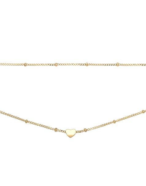 Elli - Collier ras de cou double-rang en argent massif 925 avec pendentif cœur - Doré - view 1