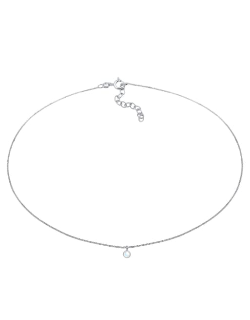 Elli - Collier ras de cou en argent massif 925 avec pendentif géométrique pierre de lune - Argenté