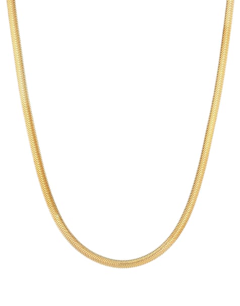 Elli - Collier tendance pour femme en maille serpentine plate à chevrons en argent massif 925 - Doré - view 1
