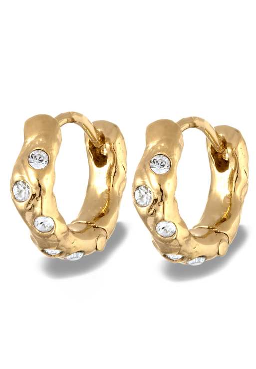 Elli - Créoles en argent sterling 925 avec cristaux de verre blanc - Doré
