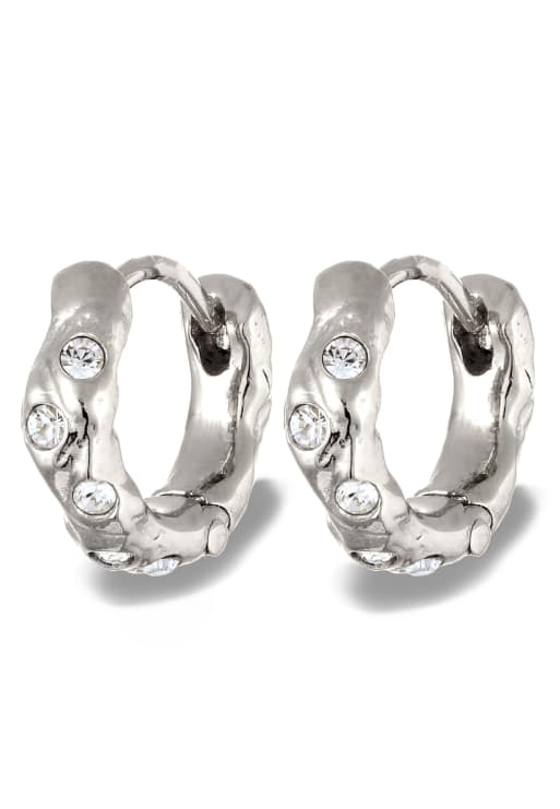 Elli - Créoles en argent sterling 925 avec cristaux de verre blancs - Argenté