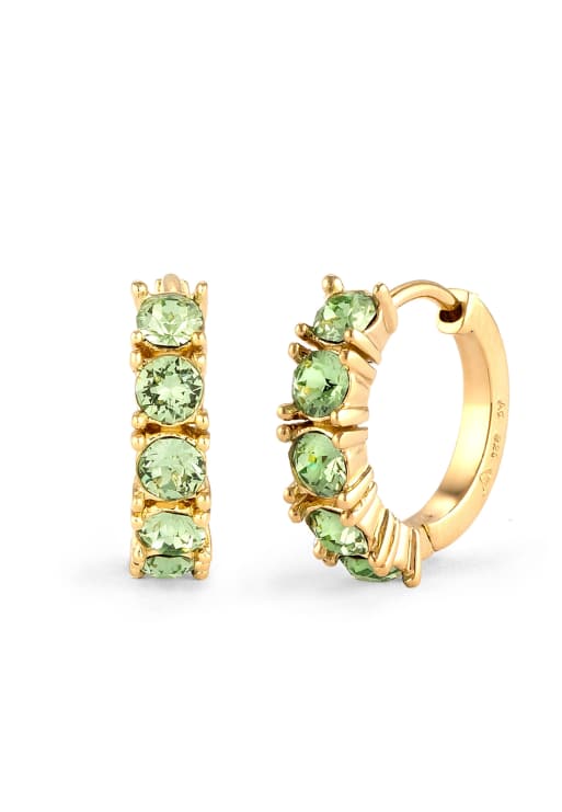 Elli - Créoles en argent sterling 925 serties de cristaux bleus - Vert clair