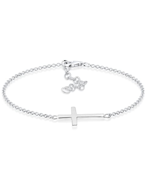 Elli – Damen-Armband in Silber-Optik mit religiösem Kreuz-Motiv aus 925er Sterlingsilber mit Rosévergoldung - view 1
