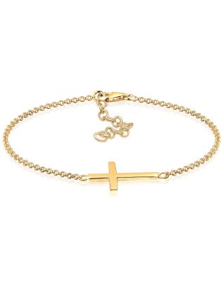 Elli - Damen-Armband mit religiösem Kreuz-Motiv aus 925er Sterlingsilber mit Rosévergoldung und Vergoldung-Goldfarben