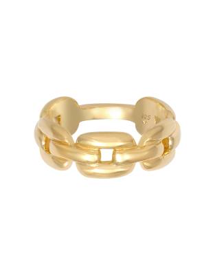 Elli - Damen-Gliederketten-Ring in Goldoptik 925er Sterlingsilber im Blogger-Style-Goldfarben