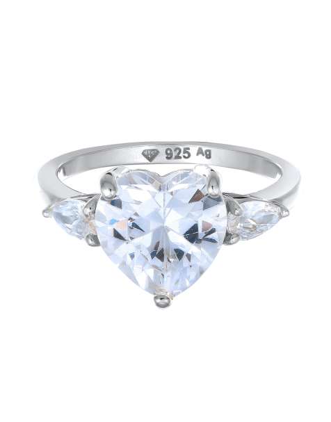 Elli – Damen-Ring aus 925er Sterlingsilber mit herzförmiger Zirkonia-Verzierung - view 1
