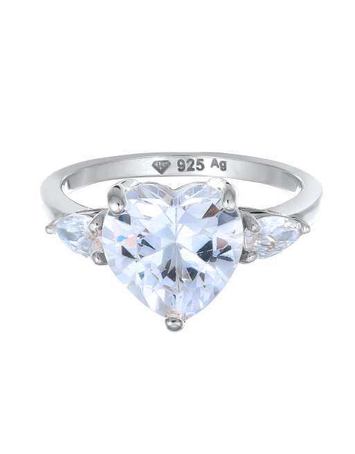 Elli – Damen-Ring aus 925er Sterlingsilber mit herzförmiger Zirkonia-Verzierung