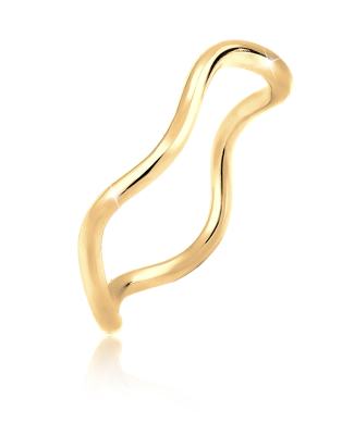 Elli - Damen-Ring in Goldoptik aus 925er Sterlingsilber, im minimalistischen, trendigen Geo-Wellendesign-Goldfarben