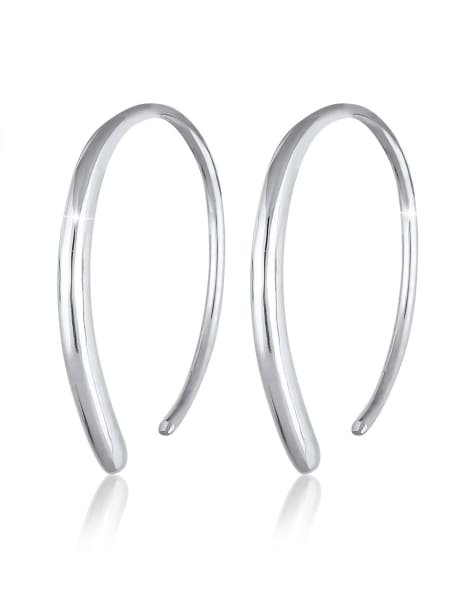 Elli - Doortrek-oorringen met geometrisch eenvoudig ontwerp van 925 sterling zilver in zilver - view 1