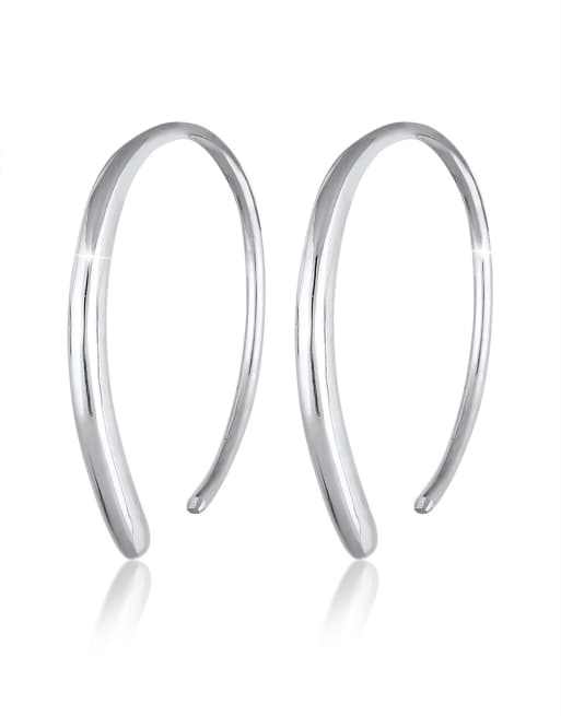 Elli - Doortrek-oorringen met geometrisch eenvoudig ontwerp van 925 sterling zilver in zilver