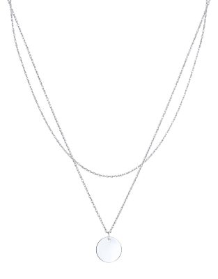 Elli - Doppelreihige Damen-Halskette aus 925er-Sterlingsilber mit schlichtem Scheibenanhänger
