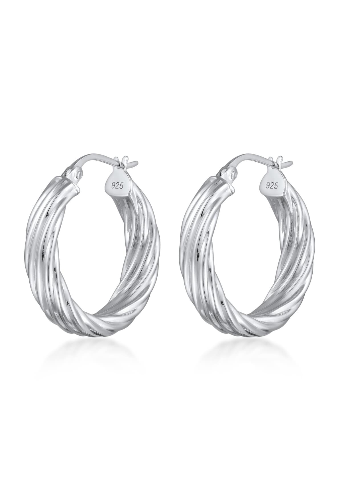 Elli Earrings creolen damen twisted look 925 sterling silver in silver