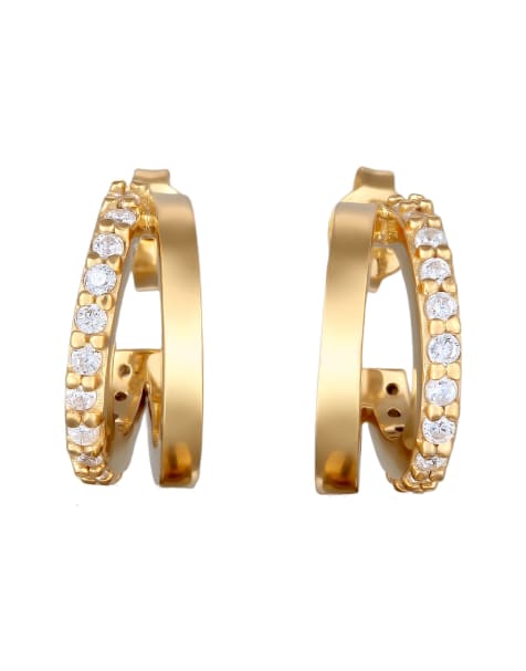 Elli Earrings elli stud earring women zirconia diamond cut white 925 sterling silver festive evening in gold - view 1
