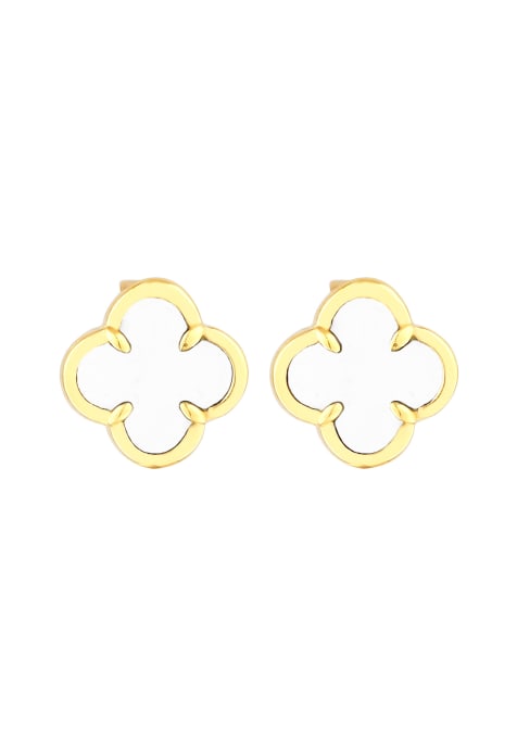 Elli Earrings elli stud earrings women cloverleaf enamel white 925 sterling silver 925 gold-plated gold in white - view 1