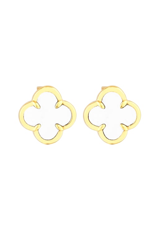 Elli Earrings elli stud earrings women cloverleaf enamel white 925 sterling silver 925 gold-plated gold in white