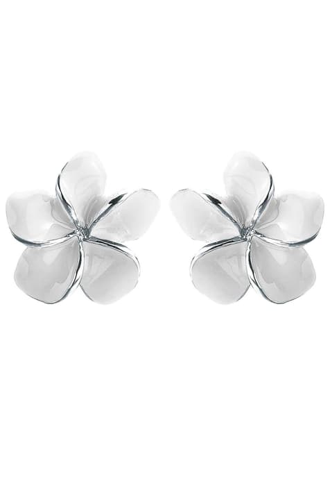 Elli Earrings frangipani blüte natur blume emaille 925 silber in white - view 1