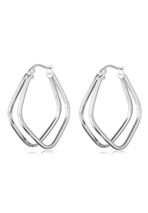 Elli Earrings hoop earrings women double row rectangle 925 silver in silver - view 1