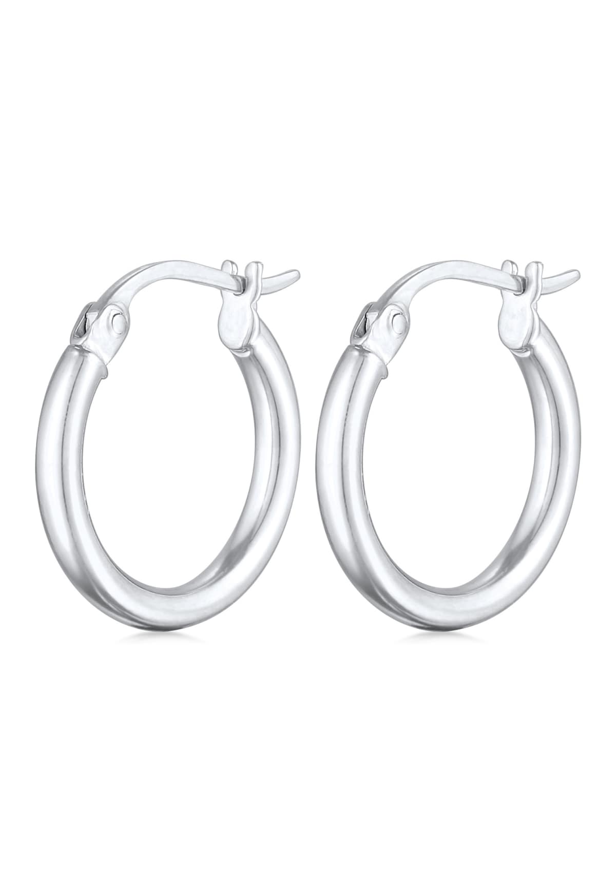 Elli Earrings ladies creoles basic bail clasp in 925 sterling silver in silver