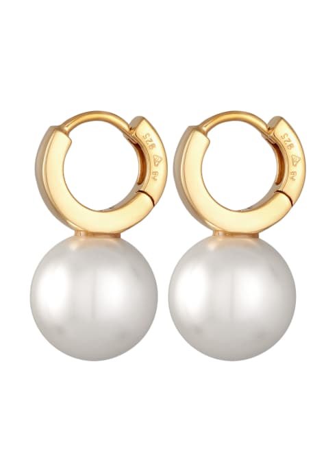 Elli Earrings ladies creoles elegant with glass bead in 925 sterling silver gold plated in gold - view 1