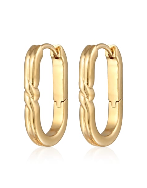 Elli Earrings ladies creoles oval basic gold coloured in gold - view 1