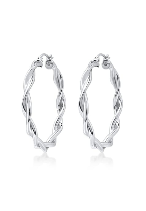Elli Earrings ladies creoles twisted in 925 sterling silver in silver - view 1