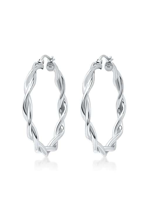 Elli Earrings ladies creoles twisted in 925 sterling silver in silver