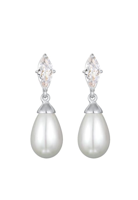 Elli Earrings ladies ear hangers drop elegant with zirconia and shell core pearls in 925 sterling silver in silver - view 1
