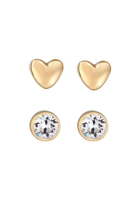 Elli Earrings ladies ear studs heart set with crystal in 925 sterling silver in gold - view 1