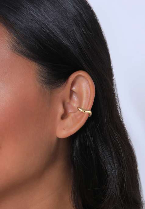 Elli Earrings ladies earcuff waves design in 925 sterling silver in gold - view 1