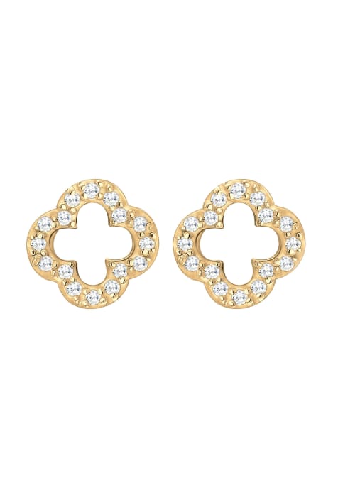 Elli Earrings ladies stud earrings cloverleaf lucky charm with zirconia in 925 sterling silver in gold - view 1