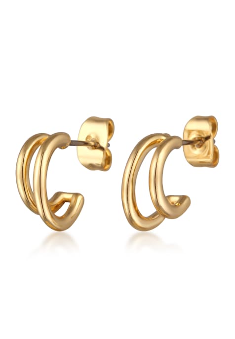 Elli Earrings ladies' stud earrings double-row basic gold coloured in gold - view 1