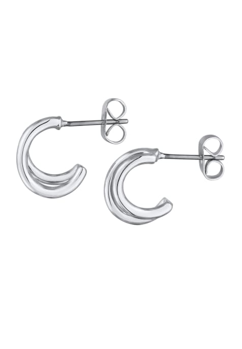Elli Earrings ladies' stud earrings double-row basic gold coloured in silver - view 1