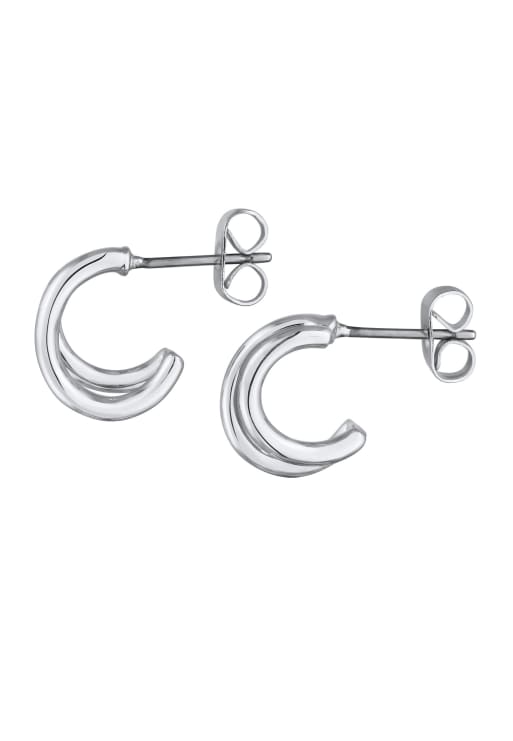Elli Earrings ladies' stud earrings double-row basic gold coloured in silver