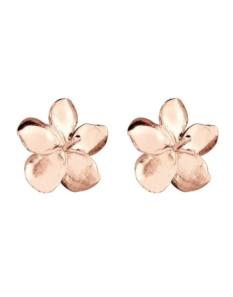 Elli Earrings ladies stud earrings frangipani flower flower filigree in 925 sterling silver in rosegold - view 1
