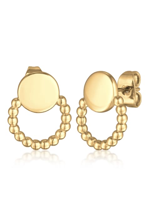 Elli Earrings ladies stud earrings platelet ball design geo silver coloured in gold - view 1
