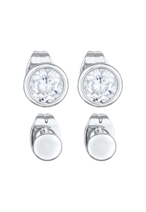 Elli Earrings ladies stud earrings platelet geo set silver coloured with crystals in silver - view 1