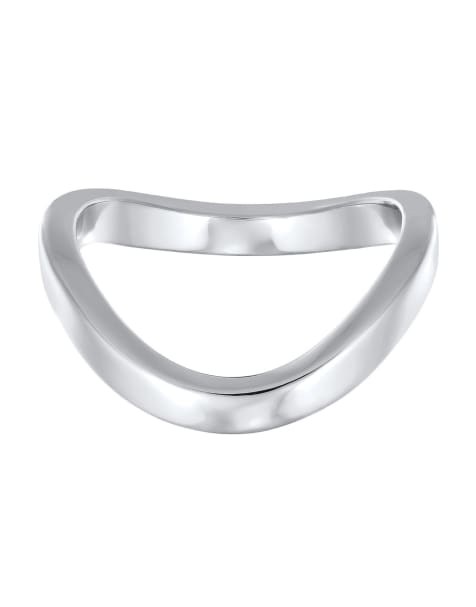 Elli - Eenvoudige stapelring met golvend model in zilverkleur - view 1