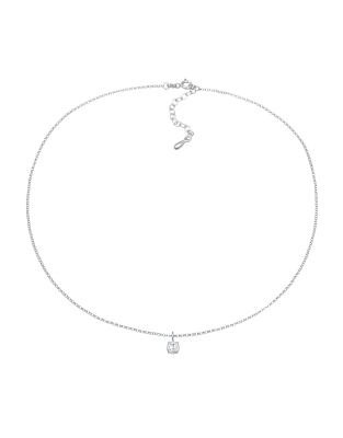 Elli - Einfache Damen-Choker-Halskette aus 925er Sterlingsilber mit Solitär-Anhänger aus weißem Zirkonia-Kristall