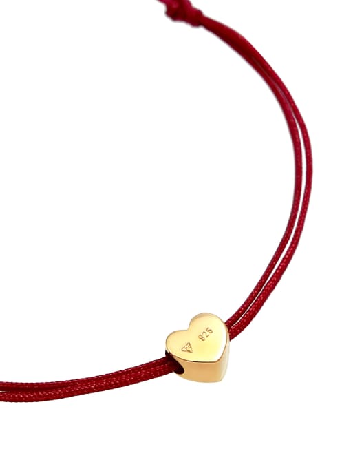 Elli – Elastisches Basic-Armband für Damen in Blau aus Nylon mit Herz-Anhänger aus 925er Sterlingsilber in Goldoptik, 2 von 3