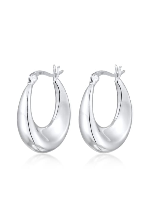 Elli – Elegante, breite Creolen für Damen in Silberoptik aus 925er Sterlingsilber