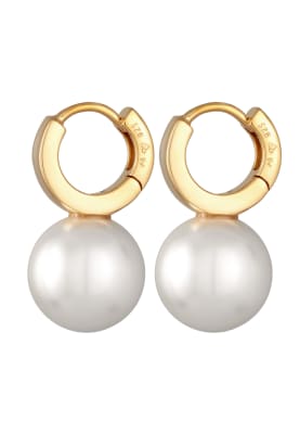 Elli - Elegante Damen-Creolen aus vergoldetem 925er Sterlingsilber mit Glasperle-Goldfarben