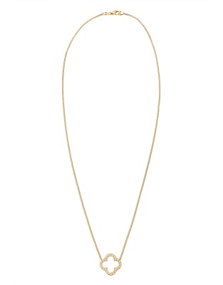 Elli - Elegante Damenhalskette aus 925er-Sterlingsilber in Gold mit Glücksbringer-Anhänger in Kleeblattform und Zirkonia...